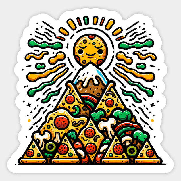 Funny Pizza Moutain for Pizza Lovers Sticker by logiamerch